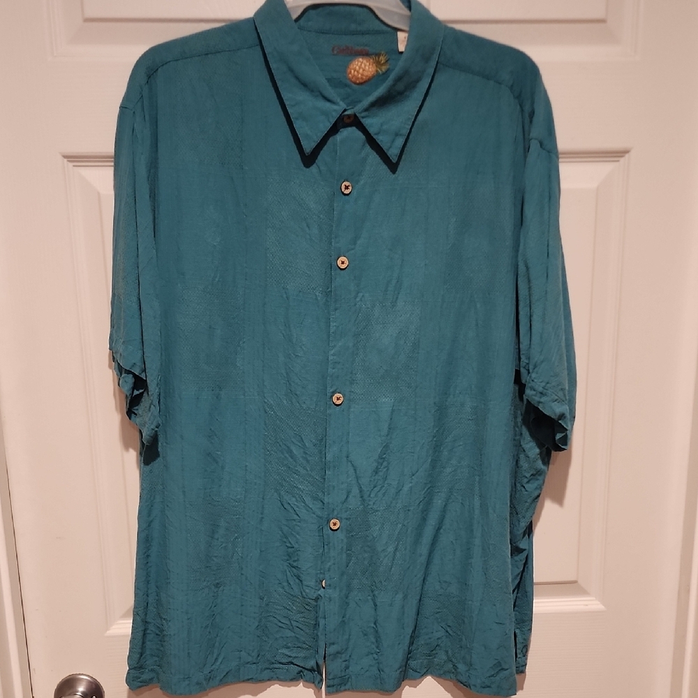 Carribean:  Teal Button-Up Men's Shirt